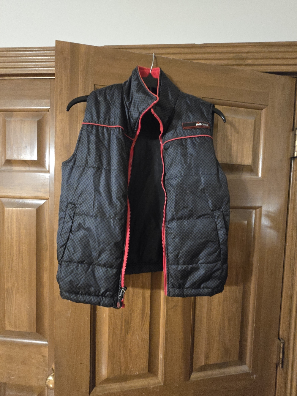 Big Chill Black Quilted Vest with Red Trim